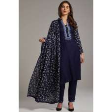 Navy Blue Designer Winter Salwar kameez large size