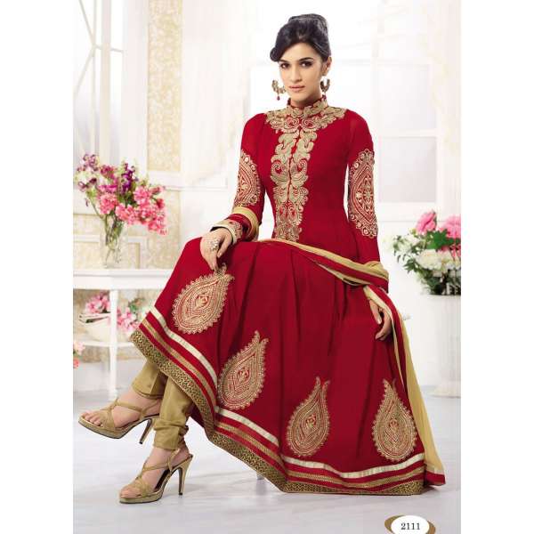 Kriti Senon New Red Designer Anarkali Suit