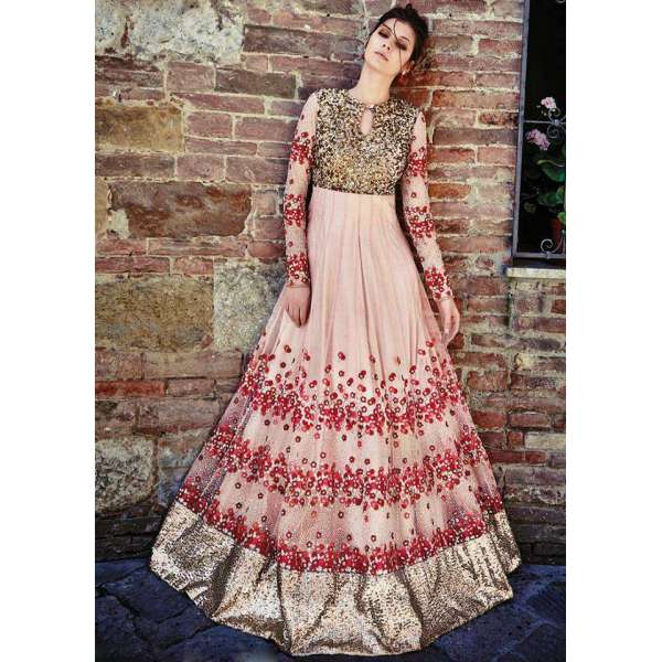 Peach Indian Party Wear Gown