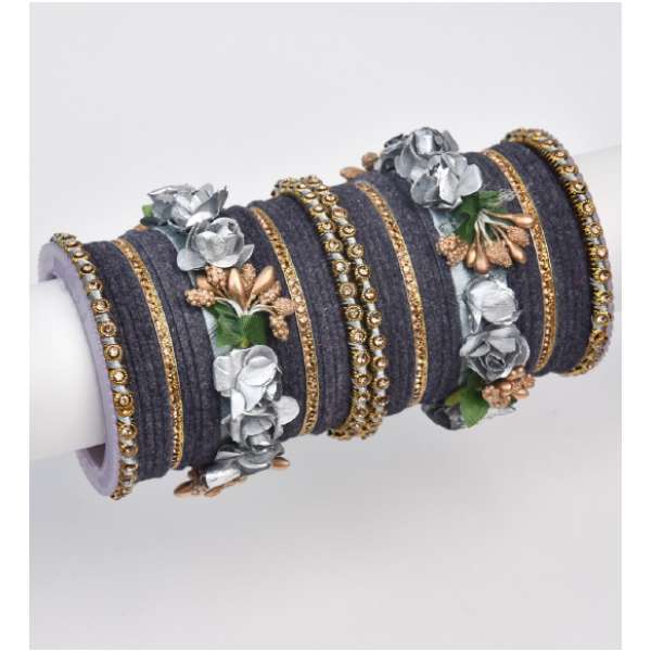 Grey Dull Gold Artificial Indian Bangle