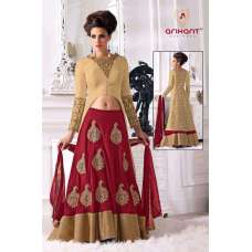 Beige With Red Lengha Dress Party Wear