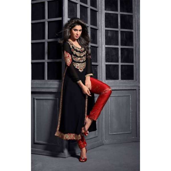 ZMS12004 Black and Red MAISHA MASKEEN ADDICTION Designer Shalwar Suit
