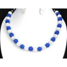 Lovely Royal Blue And Silver White Real Crystal Necklace 