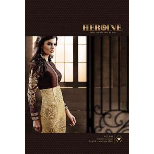 H-5033-H Brown  Heroine Lime Light Priyanka Chopra Gown