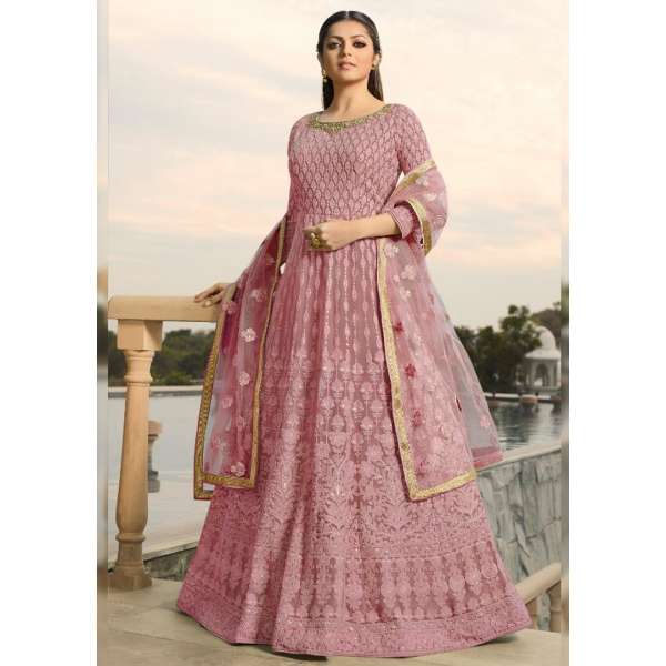ROSE PINK INDIAN PAKISTANI EVENING GOWN