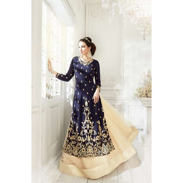 Blue Gold Top Wedding Lengha Party Outfit