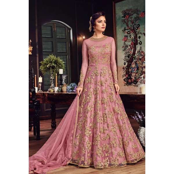 HOT PINK HEAVY EMBROIDERED INDIAN WEDDING & EVENING GOWN (2 week delivery)