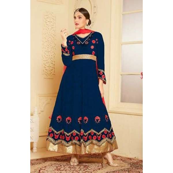 Indian Maxi Blue Party Evening Wedding Anarkali Suit (Ready Made XXL)