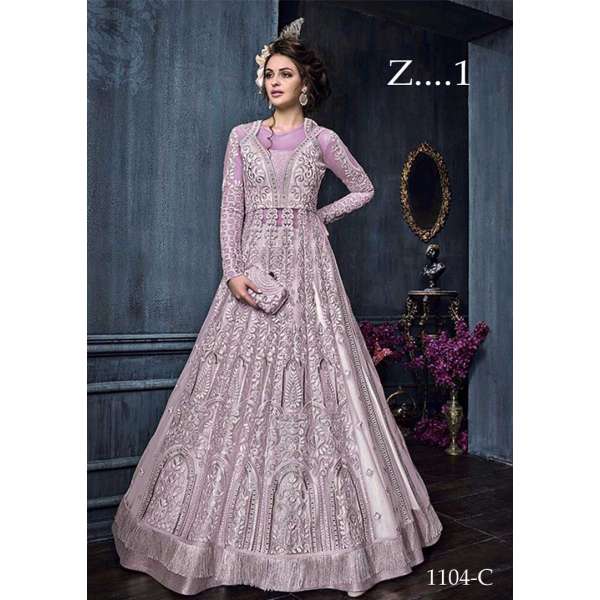 Lilac Designer Wear Gown Indian Anarkali Bridal Outfit