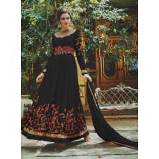 BLACK FLORAL EMBROIDERED EVENING AND WEDDING WEAR GOWN