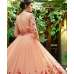 PEACH FLORAL EMBROIDERED EVENING AND WEDDING WEAR GOWN