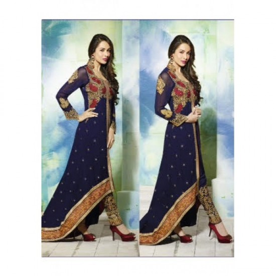 GL3801 Blue GLOSSY MALAIKA ARORA ANARKALI DRESS