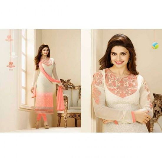 Cream Peach Dress Kurti Indian Party Suit 