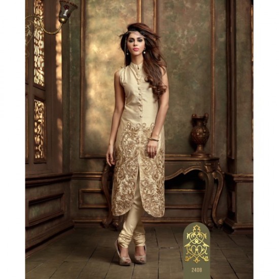 ZML2408 Beige Maisha Lavish Party Dress