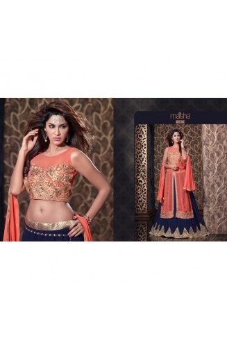 MS2313 - Peach Echo And Blue MAISHA HARMAN PARTY WEAR SUIT