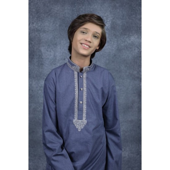 Grey Pakistani Designer Kurta Shalwar for Kids