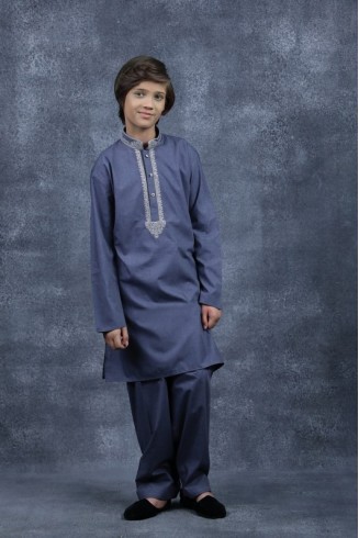 Grey Pakistani Designer Kurta Shalwar for Kids
