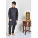 Black Jacquard Pakistani Boys Kurta Pajama