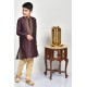 Maroon Embroidered Kurta Pajama For Boys