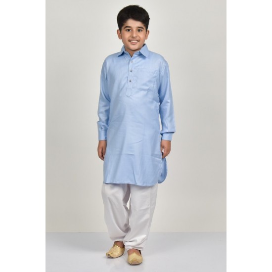 Sky blue & White Party Wear Boys Shalwar Kameez