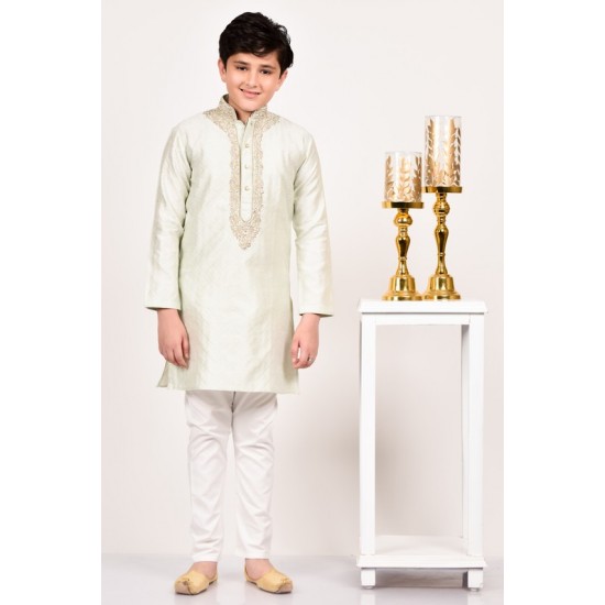 Moss Green Embroidered Boys Eid Kurta Pajama