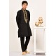 Black Gold Embroidered Boys Festive Kurta Pajama