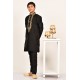 Black Gold Embroidered Boys Festive Kurta Pajama