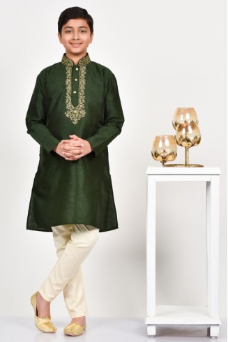 Dark Green Formal Indian Boys Kurta Set
