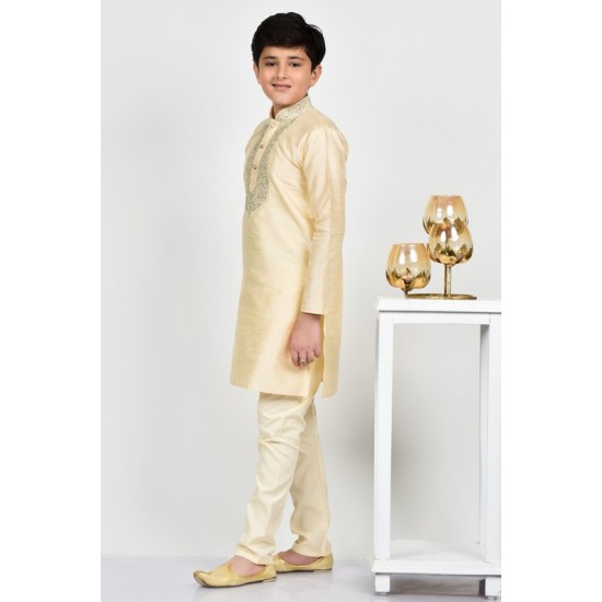 Light Gold Indian Kids Party Wedding Kurta Pajama