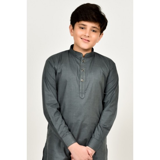 Dark Grey Pakistani Designer Top Quality Boys Kurta Shalwar