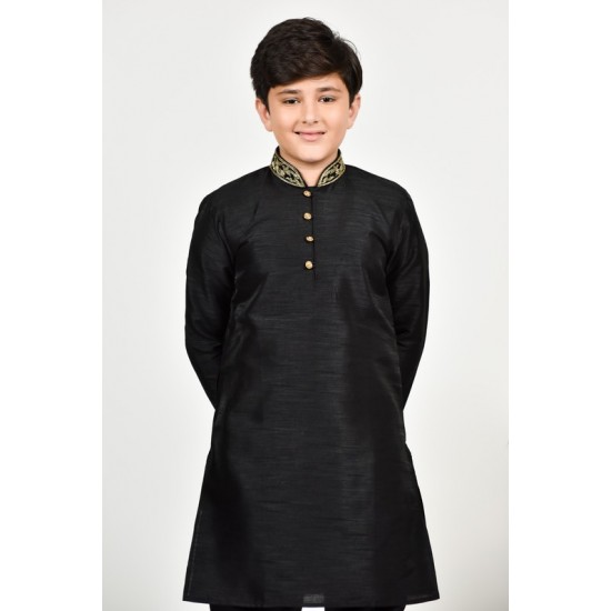 Jet Black Pakistani Boys Designer Kurta Pajama