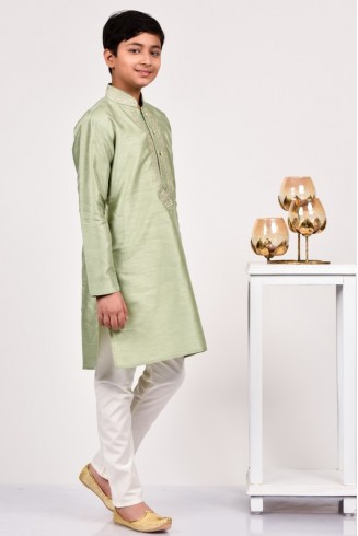 Sage Green Indo-Western Style Boys Kurta Pajama