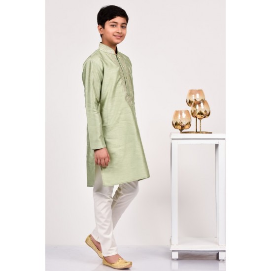 Sage Green Indo-Western Style Boys Kurta Pajama