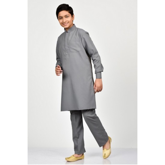 Dark Grey Modern Boys Kurta Shalwar Suit