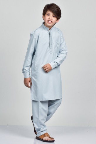 Light Blue Embroidered Pakistani Boys Kurta Shalwar