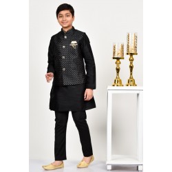 Black Pakistani Boys Designer Waistcoat