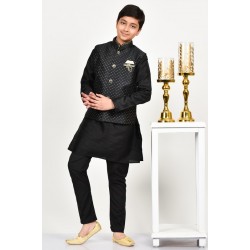 Black Pakistani Boys Designer Waistcoat