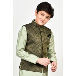 Green Indian Designer Kids Waistcoat