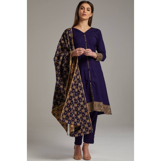Navy Blue Pakistani Designer Readymade Dress