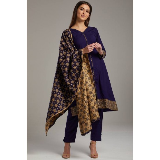 Navy Blue Pakistani Designer Readymade Dress