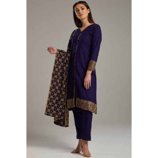 Navy Blue Pakistani Designer Readymade Dress