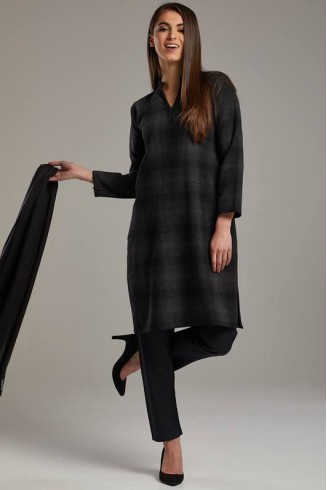 Grey & Black Woven Kurti Premium Quality Readymade Suit