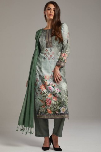 ZACF-33 Pista green printed designer salwar kameez