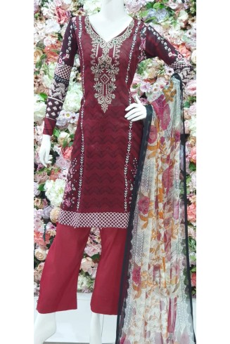 Red Pakistani Designer Printed Lawn Salwar Suit