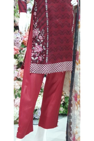 Red Pakistani Designer Printed Lawn Salwar Suit