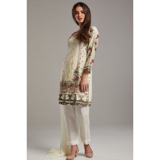 Cream Ethnic Pakistani Readymade Suit