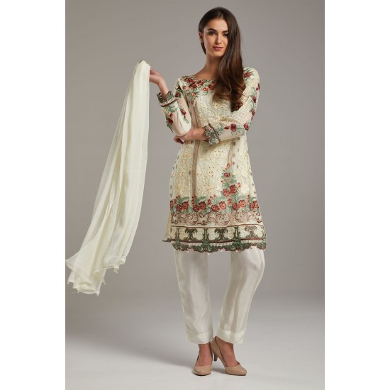 Cream Ethnic Pakistani Readymade Suit