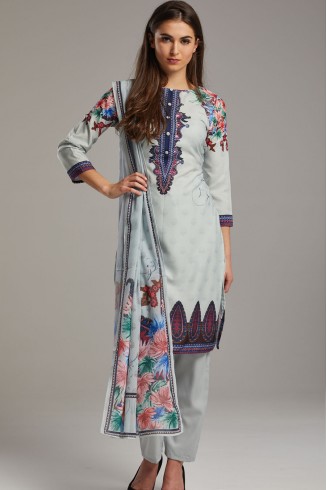 LILAC GREY SUMMER WEAR PAKISTANI READYMADE SALWAR KAMEEZ