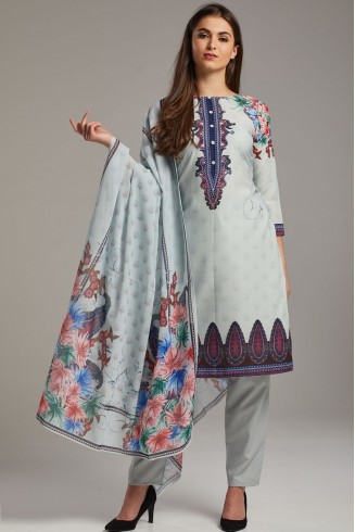 LILAC GREY SUMMER WEAR PAKISTANI READYMADE SALWAR KAMEEZ