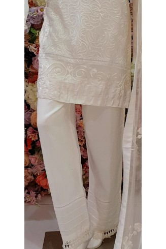 White Chiffon Pakistani Party Readymade Suit